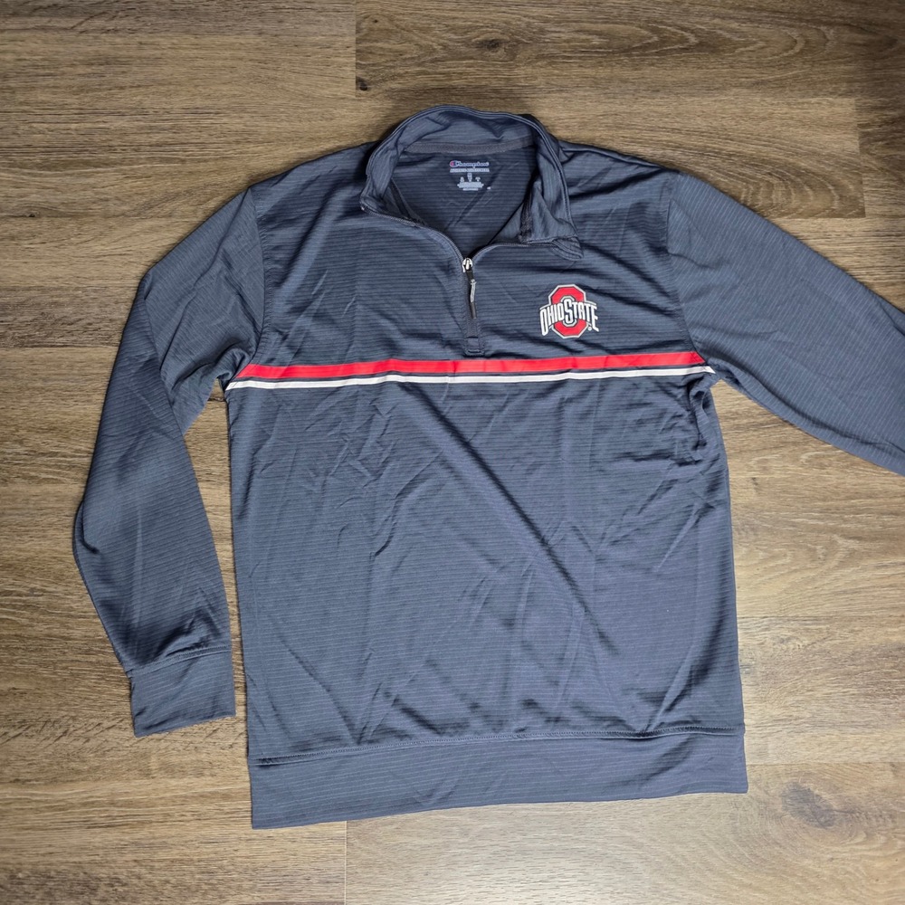 Champion Ohio State Buckeyes Mens Medium Quarter Zip Pullover Grey RN15763